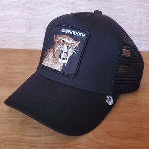 Goorin Bros The Farm Sabertooth Tiger Snapback Hat Black Baseball Trucker Cap